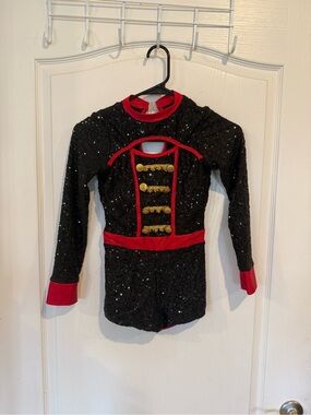 Glamour costume girls black sequin circus ringmaster dance recital costume large